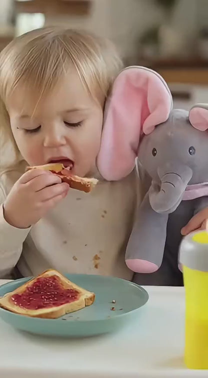 Peek a Boo Elephant | Interactive Musical Baby Elephant Plush Toy | Stuffed Plushie Singing Peek-A-Boo with Moving Ears for Toddlers | Fun Hide-and-Seek Music Game Toy | Elephant Toy